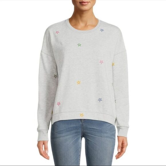 Time and Tru NEW Large‎ Grey Embroidered Sweatshirt - Picture 1 of 6